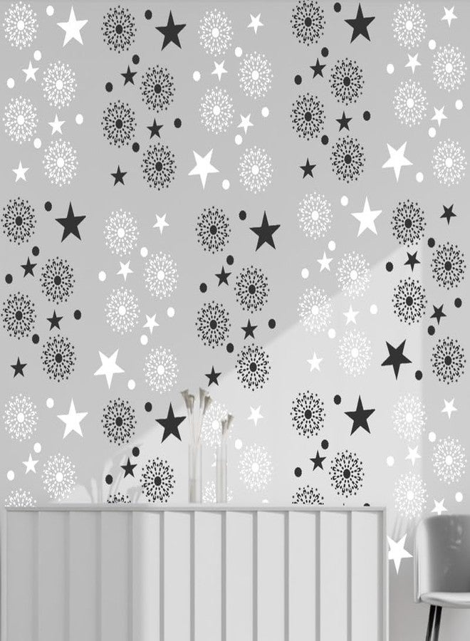ARandNJ لوحة جدارية من ARandNJ (المقاس: 24 × 40 بوصة) الموضوع: فن زهرة الداليا المقفلة والنجوم، تصميم قابل لإعادة الاستخدام، مناسب لغرفة النوم، غرفة الرسم، غرفة المعيشة (عبوة واحدة) - Image 3